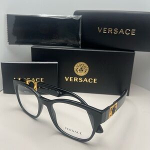 Versace Men's Glasses with Black Frame and Gold Details